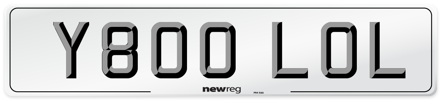 Y800 LOL Number Plate from New Reg